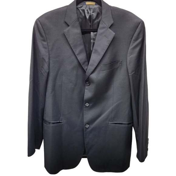 Brooks Brothers Regent Suit Jacket Wool Black Notch Lapel Made in Italy Size 42R - Picture 1 of 14